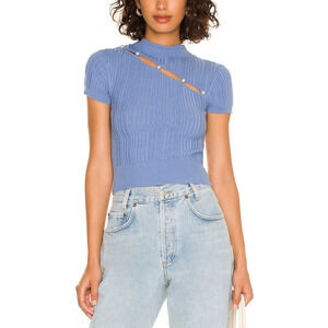 Song Of Style 'Kylin' Blue Short Sleeve Pearl Button Sweater Size XS